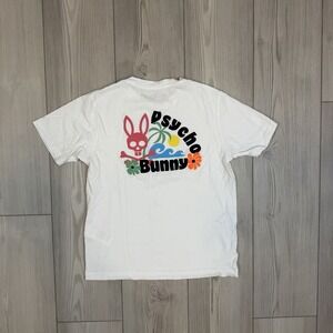 Psycho Bunny T-Shirt Graphic Tee Beach Palms Sun Short Sleeve Youth Sz L 14/16
